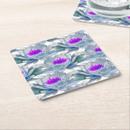 Grått och lila blommor mönster underlägg papper kvadrat