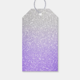 Grått och Lila Glitter Image Presentetikett