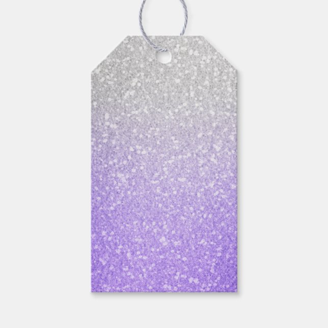 Grått och Lila Glitter Image Presentetikett (Framsidan)