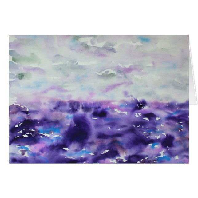 Grått och Lila, intsionistiskt vattenfärgsliggande Hälsningskort (Framsidan Horizontal)