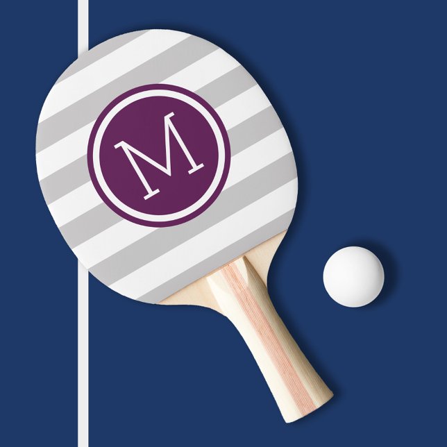 Grått och Lila Preppy Rand Monogram Pingisracket (Skapare uppladdad)