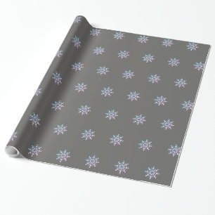 Grått- och lila-snöflingdesign presentpapper