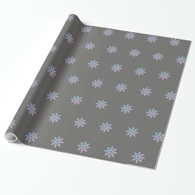 Grått- och lila-snöflingdesign presentpapper (Utrullad)