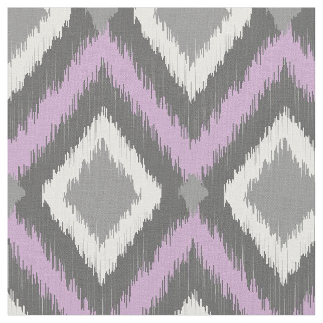 Grått och Lila Tribal Ikat Chevron Tyg (Närbild)