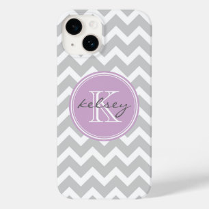 Grått och Lilac Chevron Anpassningsbar Monogram