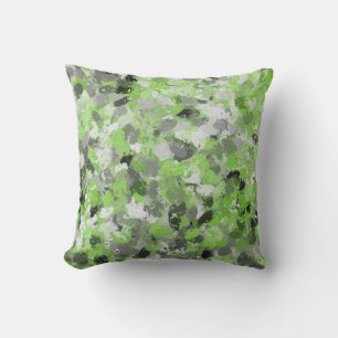 Grått- och Lime Green Paintball Kudde
