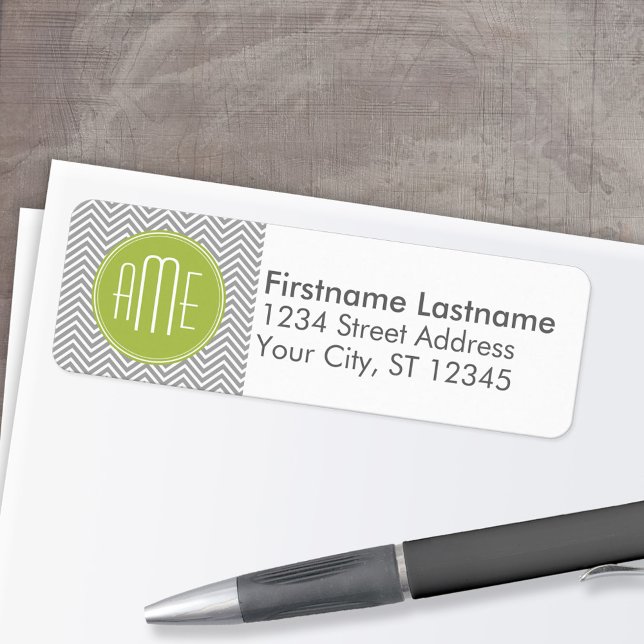 Grått- och limfällor med Anpassningsbar Monogram Returadress Etikett (Custom Return Address Labels - Low Minimum)