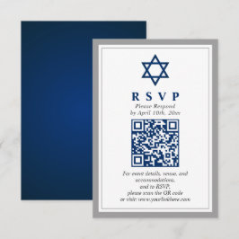 Grått och marinblå Pub Mitzvah QR-OSA Tilläggskort