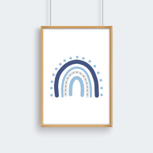 Grått och marinblått pojkrum Regnbågsdekorationer Poster