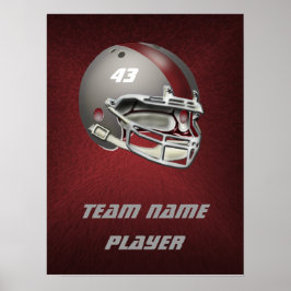 Grått och Maron Football Helmet Poster