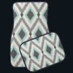 Grått och Mint Tribal Ikat Chevron Bilmatta<br><div class="desc">Cute trendig tribal ikat chevron mönster. Klicka på Anpassa om du vill lägga till din egen bilder och text om du vill skapa en unik design av ett slag!</div>