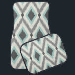 Grått och Mint Tribal Ikat Chevron Bilmatta<br><div class="desc">Cute trendig tribal ikat chevron mönster. Klicka på Anpassa om du vill lägga till din egen bilder och text om du vill skapa en unik design av ett slag!</div>