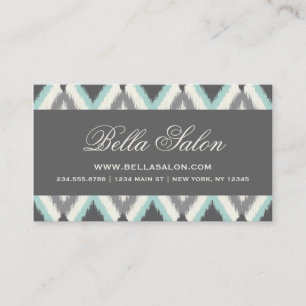 Grått och Mint Tribal Ikat Chevron Visitkort