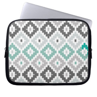 Grått och Mint Tribal Print Ikat Diamond Mönster Laptop Sleeve