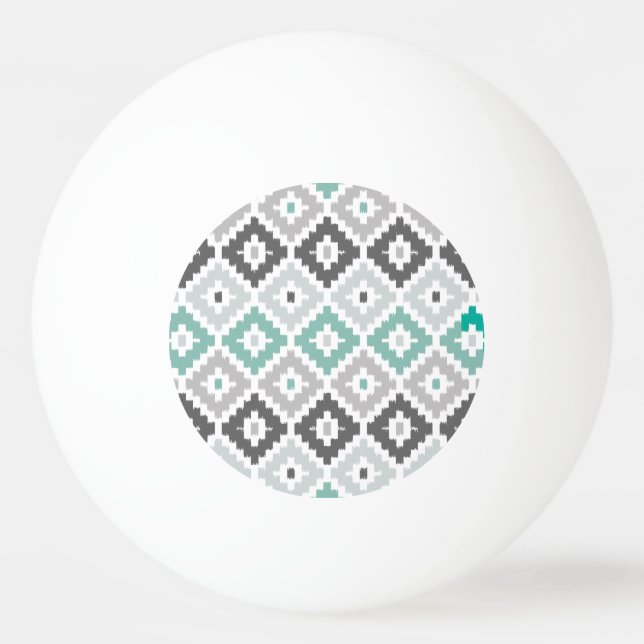 Grått och Mint Tribal Print Ikat Diamond Mönster Pingisboll (Framsidan)