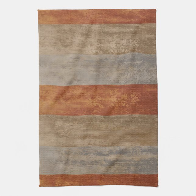 Grått- och Orange Ombre Stripe-skuggor Kökshandduk (Vertikal)