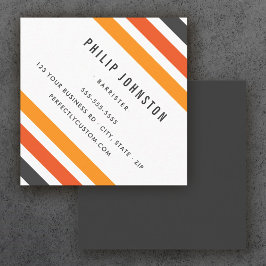 Grått- och orange-rand, vit diagonal fyrkantigt visitkort