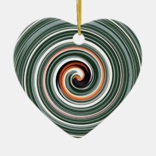 Grått och orange spiral mönster julgransprydnad keramik