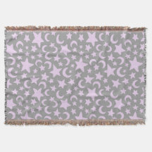 Grått och pastel Lila Stars och Måne