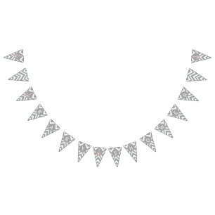 Grått och Pastel Rosa Chevron Nautical Baby Shower Vimplar