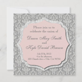 Grått och persikabröllopinbjudan inbjudningar