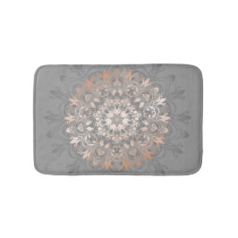 Grått och Ro Guld | Blommigt Mandala Badrumsmatta
