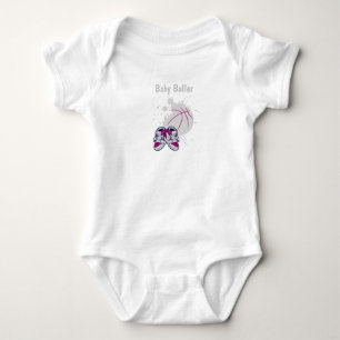 Grått och rosa basketboll & neakers baby-kroppsdrä t shirt