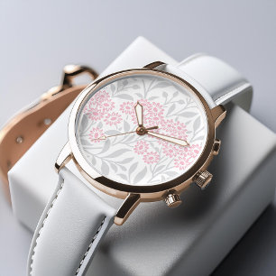 Grått- och Rosa Blommigt-skademönster Armbandsur
