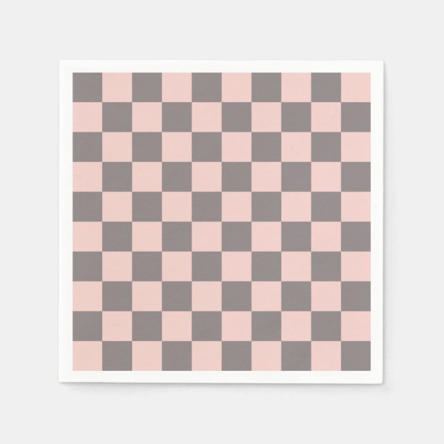 Grått och Rosa Checkerboard Pappersservett (Framsidan)