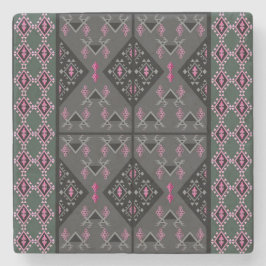 Grått och Rosa Fåglar och druvor Kilim Mönster Stenunderlägg