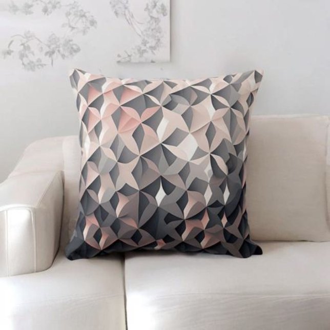 Grått och  Rosa Geometric Dekorativ kudde (Skapare uppladdad)