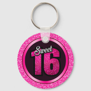 Grått och Rosa Glitter Nyckelring