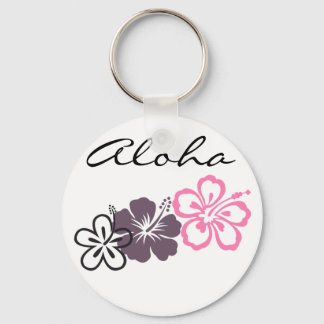 grått och rosa hibiscus Hawaiian-tema Nyckelring