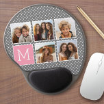 Grått och Rosa Instagram 5 Photo Collage Monogram Gel Musmatta<br><div class="desc">Pastel and White Polka Dot Mönster - Använda fem fyrkantiga bilder för att skapa en unik och personlig gåva. Eller så kan du behålla hipstervalpen och göra ett trendig till keepy. Om du behöver justera bilder klickar du på verktyg för att anpassa ändringar.</div>