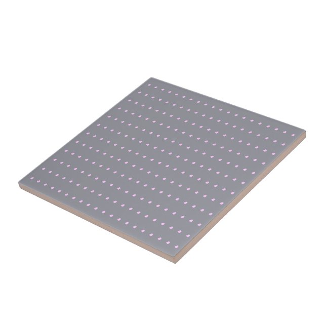 Grått och Rosa Polka dots Tile Kakelplatta (Sidan)
