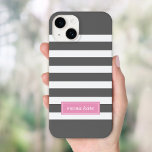 Grått och Rosa Preppy Rand Monogram<br><div class="desc">Den gigantiska,  moderna vallmo rand mönster,  personlig med ett enkelt klassiskt namn monogram i en kontrasterande färgad ram. Klicka på Anpassa om du vill ändra teckensnittet och färg om du vill skapa ditt eget unika teckensnitt av ett slag!</div>