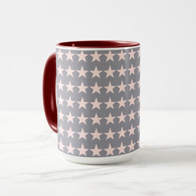 Grått och Rosa Stars Mönster Mugg (Framsida vänster)