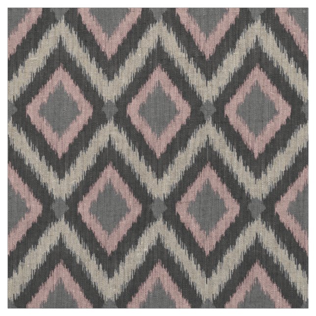 Grått och Rosa Tribal Ikat Chevron Tyg (Provkarta)