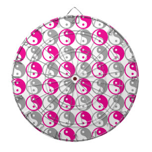 Grått och rosa yin yang mönster piltavla