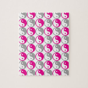 Grått och rosa yin yang mönster pussel