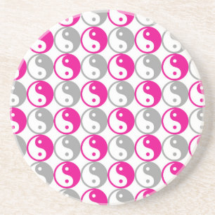 Grått och rosa yin yang mönster underlägg
