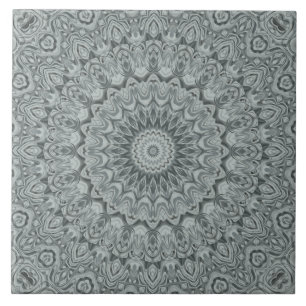 Grått och silver Mandala Mönsterdesign Kakelplatta