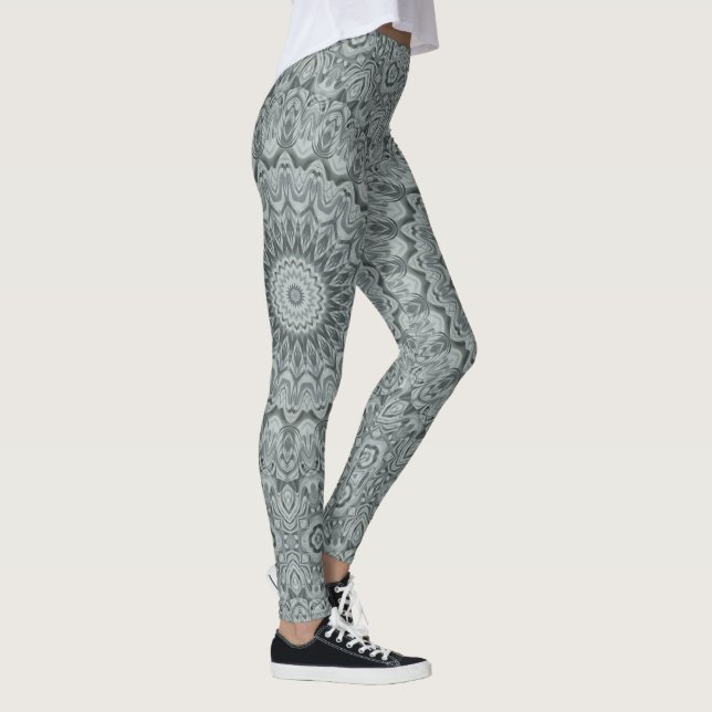 Grått och silver Mandala mönsterdesign Leggings (Höger)