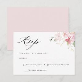 grått och skär rosa blommigt RSVP-kort OSA Kort