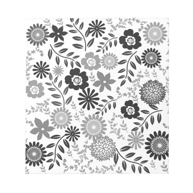 Grått och svart blommönster anteckningsblock (Framsida)