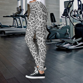 Grått och svart Cheetah Print Leggings
