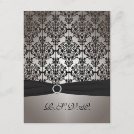 Grått och svart damastbröllop RSVP-kort OSA Kort