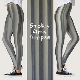 Grått och svart, enfärgad, kantad, rand leggings