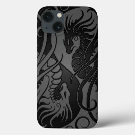 Grått och svart flygande Yin Yang Dragons