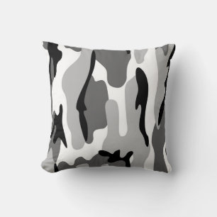 Grått och svart kamouflage Reversible Pillow Kudde